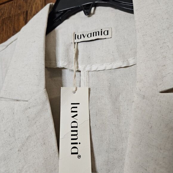 Luvamia Blazer Womens M Linen Tan Apricot Business Casual Dressy Work New - Picture 8 of 8